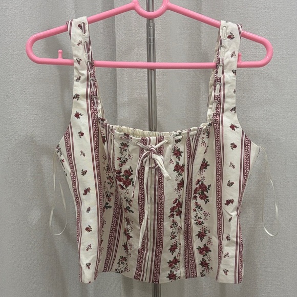 Floral Striped Sleeveless Top with matching skirt set - Picture 4 of 5